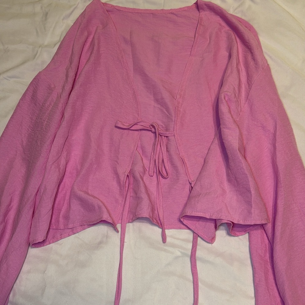 SHEIN Pink Tie-Front Blouse